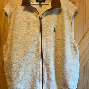 Vintage Men's Cream Vest with Faux Suede Accents. Cotton Blend Made in USA Woods